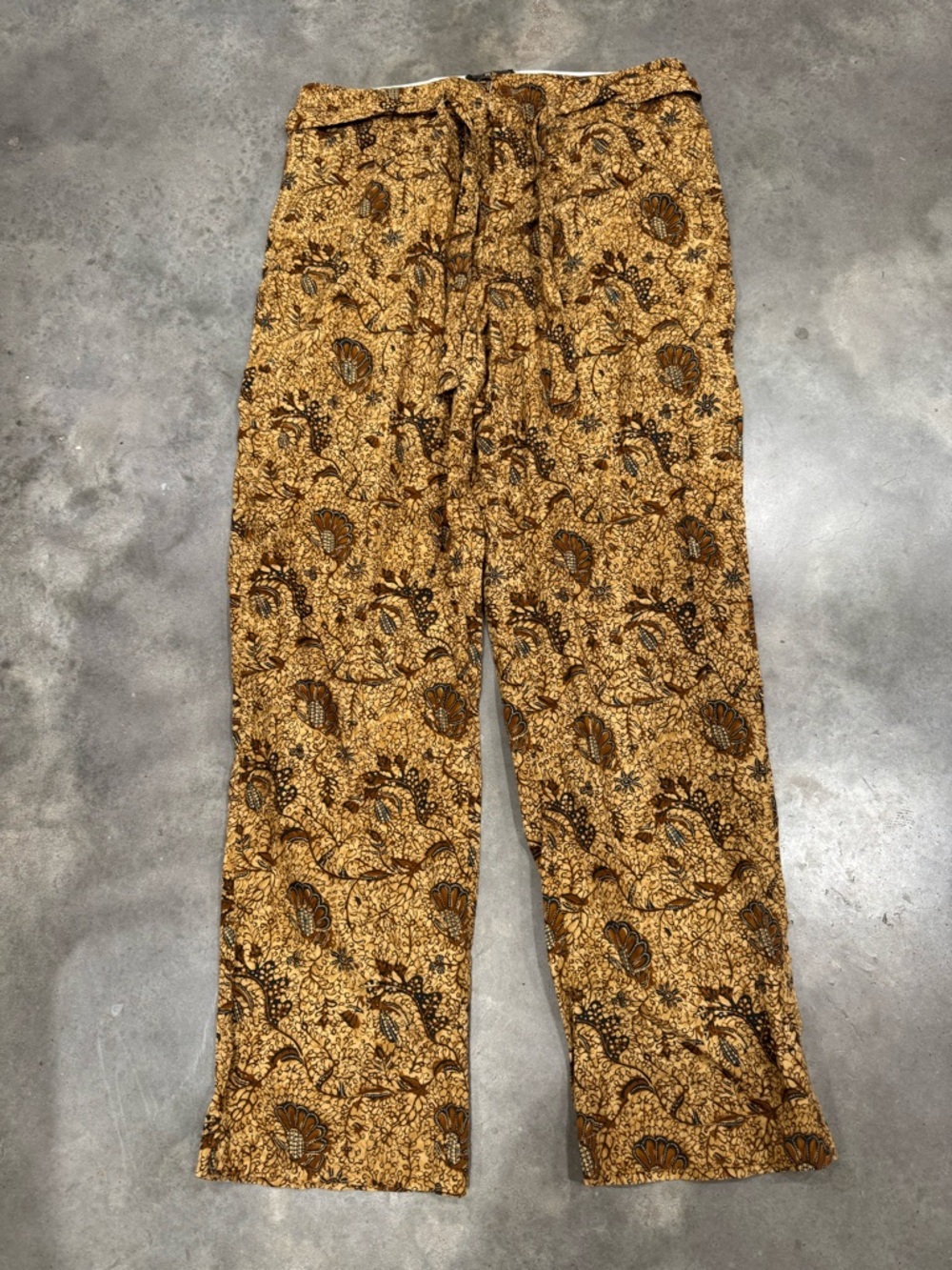Ralph Lauren Double RL Floral Print Drawstring Pants in Mustard and Brown